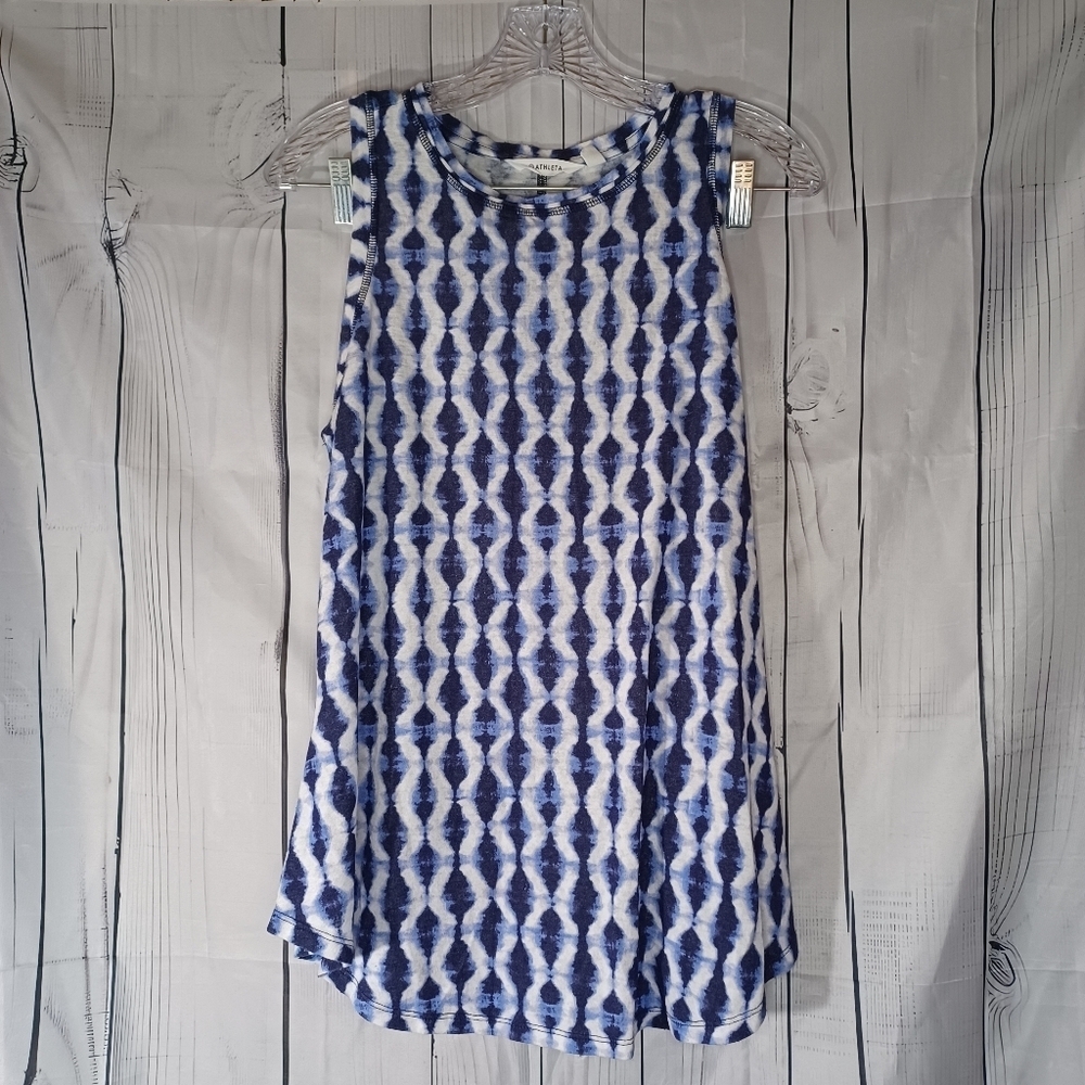 Athleta Blue and White Sleeveless Top